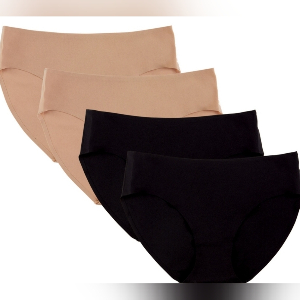 Member's Mark 4-pack Ladies Hipster,Underwear, M, Black/ Beige, NWT